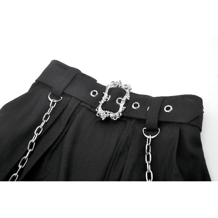 Dark in Love Chain Belt Layered Goth Skirt in Black