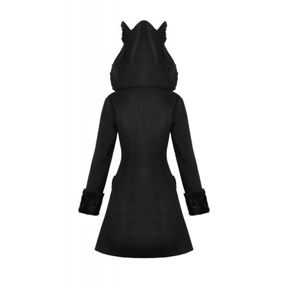 Dark in Love Cat-Ear Faux Fur Trim Gothic Coat