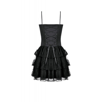 Dark in Love Crimson Shadow Layered Lace Cake Dress