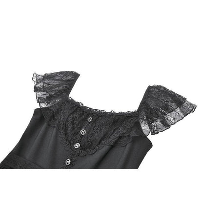 Dark in Love Black Gothic Sweet Bow Lace Lolita Dress