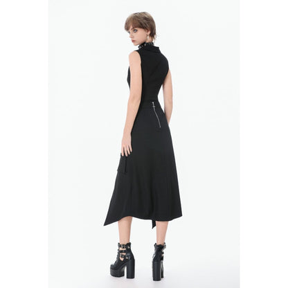 Dark in Love Punk Layered Pocket Cutout Belted Long Skirt