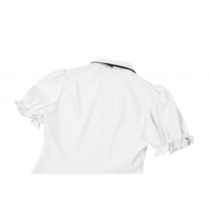 Dark in Love Elysia Ruffle Bib Puff Sleeve Goth Blouse in White