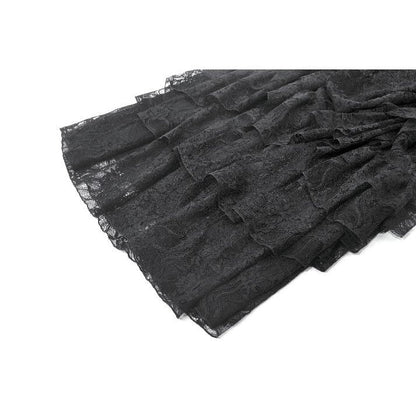 Dark in Love Vintage Gothic Lace Layered Maxi Skirt