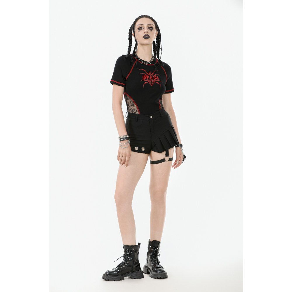 Dark in Love Gwen Pleated Garter Shorts