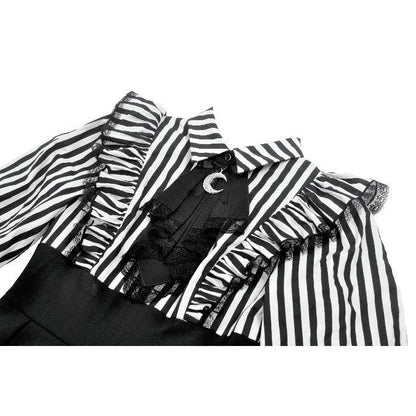 Dark in Love Striped Ruffle Gothic Lolita Dress