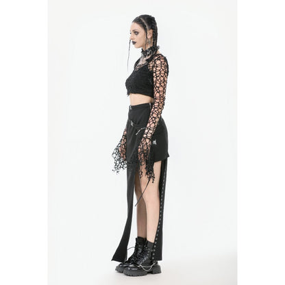 Dark in Love Morana Mesh Crochet Knit Bell Sleeve Crop Top