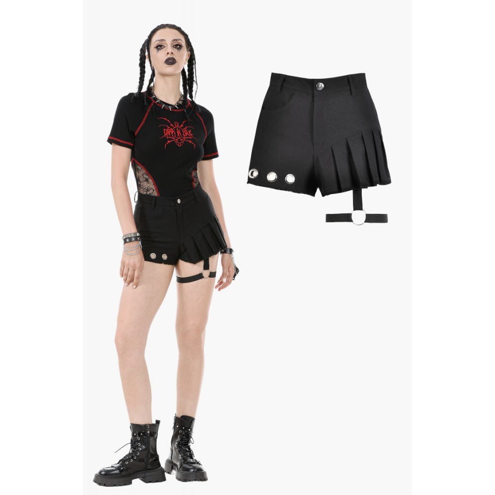 Dark in Love Gwen Pleated Garter Shorts