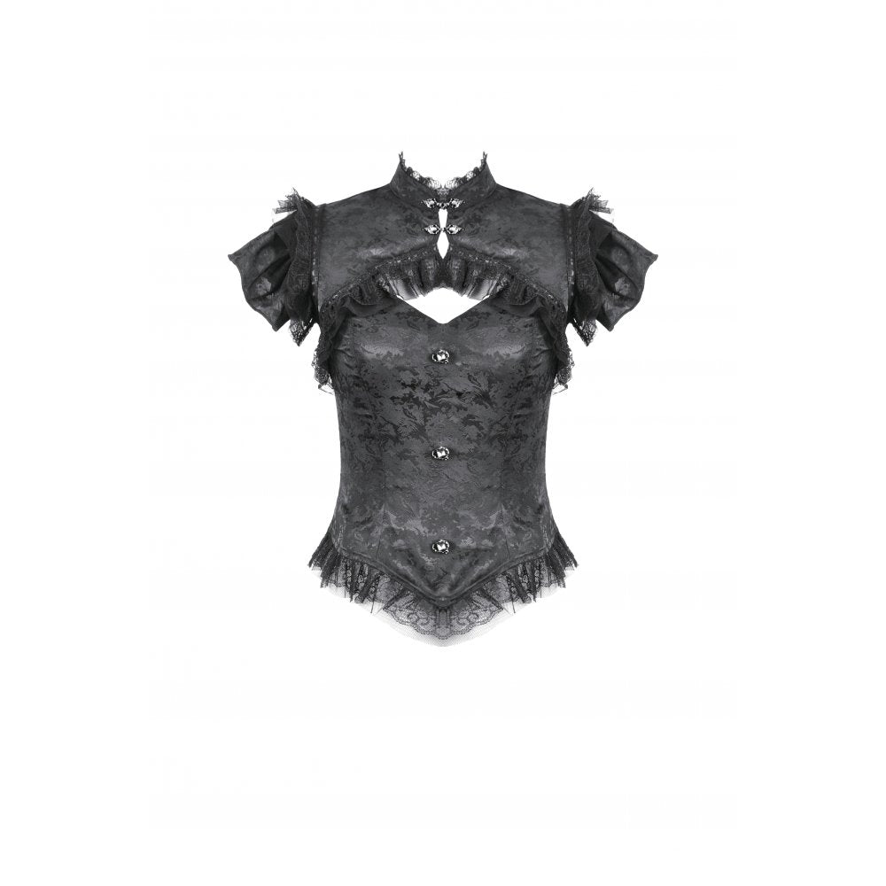Dark in Love Seraphine Lace Off-Shoulder Goth Bodysuit
