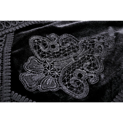 Dark in Love Melisandre Embroidered Velvet Mesh Goth Skirt in Black