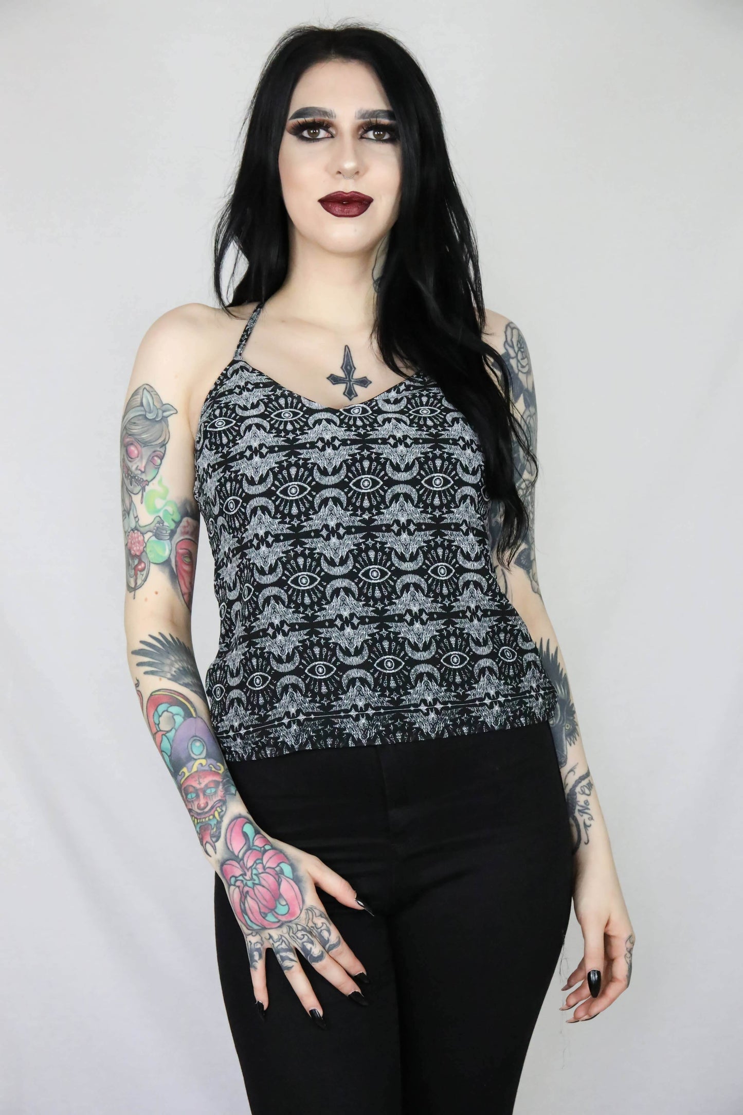 Alternative Coven Strap V-Neck Batwing Cami With A Back Tie
