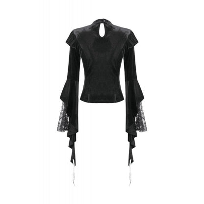 Dark in Love Gothic Velvet Lace High-Neck Top