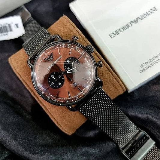 Emporio Armani AR11141 Aviator Men's Grey Mesh Watch