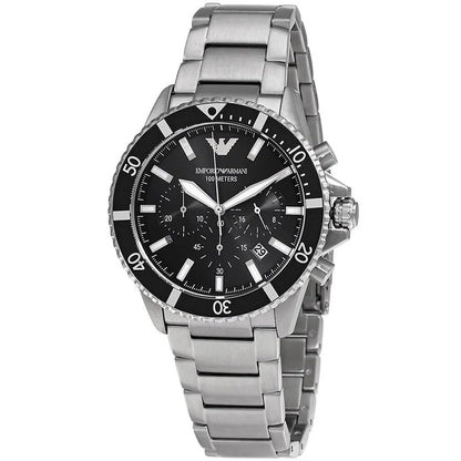 Emporio Armani AR11360 Men's Diver Style Silver & Black Watch
