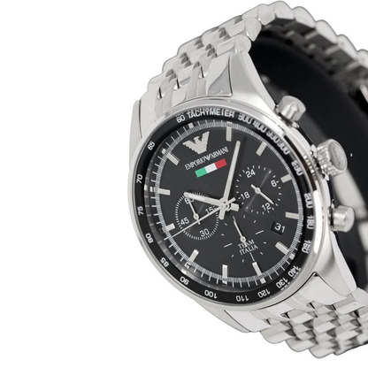 Emporio Armani AR5983 Tazio Men's Silver & Black Watch