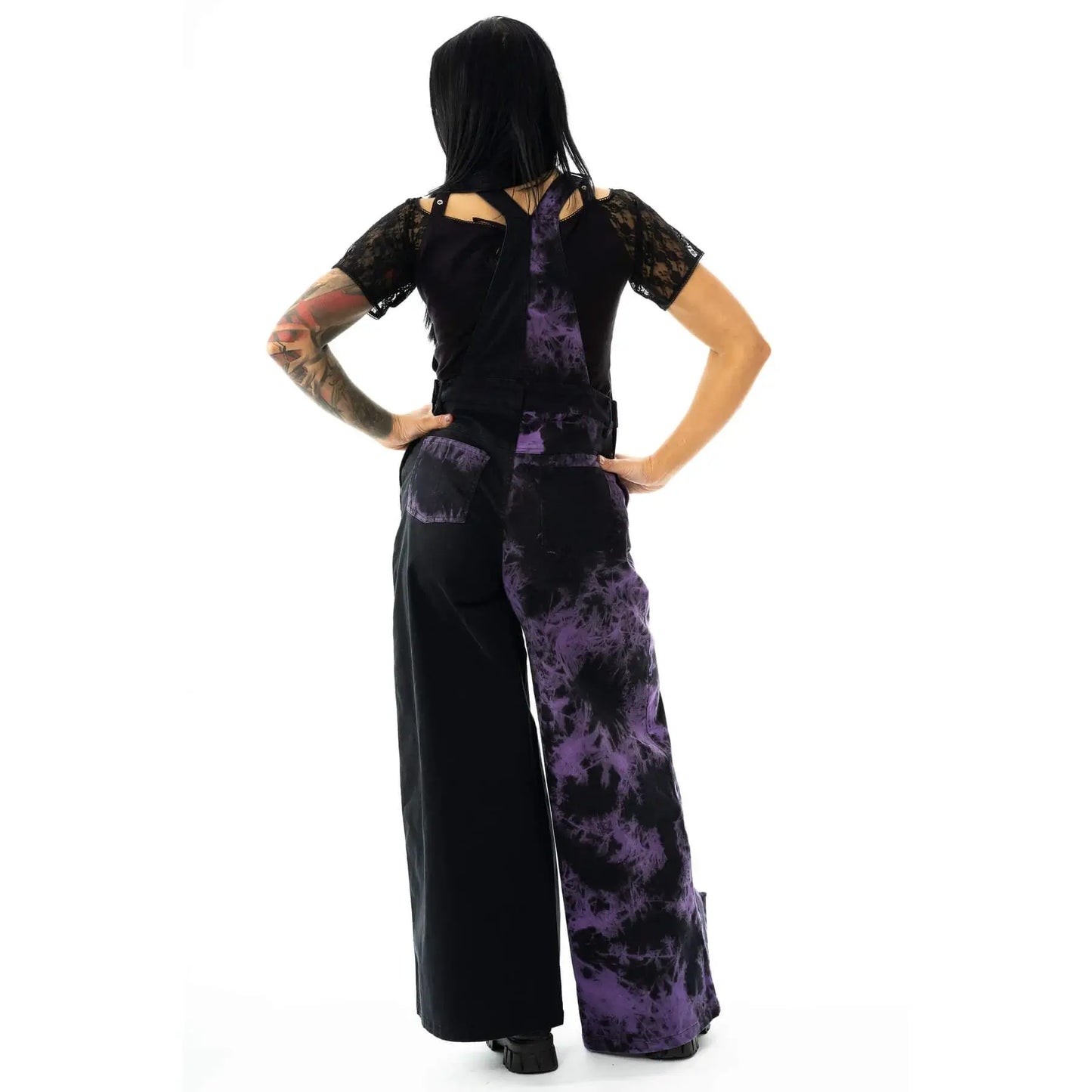 Vixxsin Ever Dungarees Black and Purple Tie Die