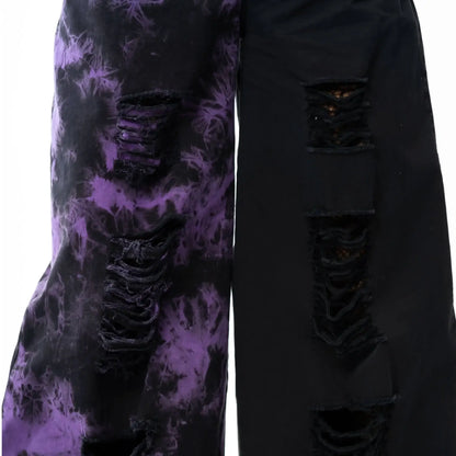 Vixxsin Ever Dungarees Black and Purple Tie Die