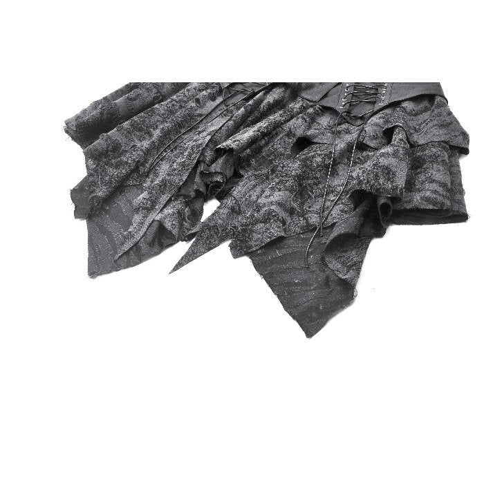 Dark in Love Elandra Layered Lace Handkerchief Hem Goth Skirt in Charcoal Black