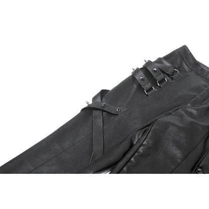 Dark in Love Punk Leather-Look Strap Detail Trousers