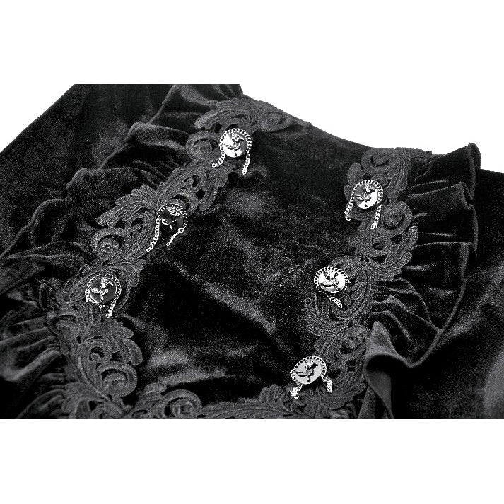 Dark in Love Gothic Lace Velvet Layered Maxi Skirt in Black