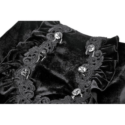 Dark in Love Gothic Lace Velvet Layered Maxi Skirt in Black