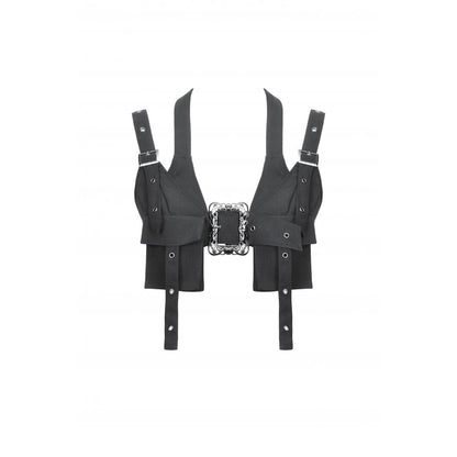 Dark in Love Evangeline Buckled Utility Crop Top in Black