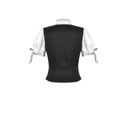 Dark in Love Court-Style Black & White Lace Blouse