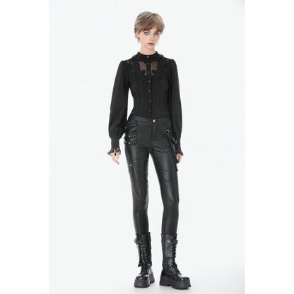 Dark in Love Punk Leather-Look Strap Detail Trousers