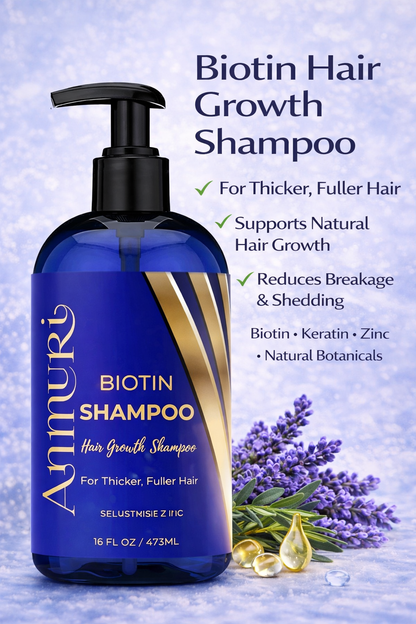 Ammuri Biotin Shampoo – DHT Blocker for Thicker, Fuller-Looking Hair | 473ml