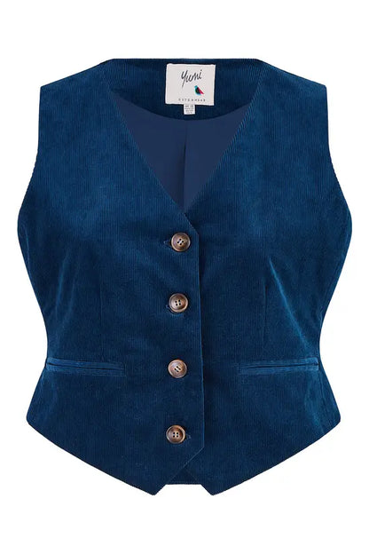 Yumi Teal Cord Waistcoat