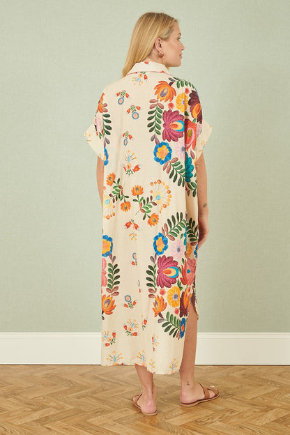Yumi Multicoloured Folk Print Relaxed Tunic