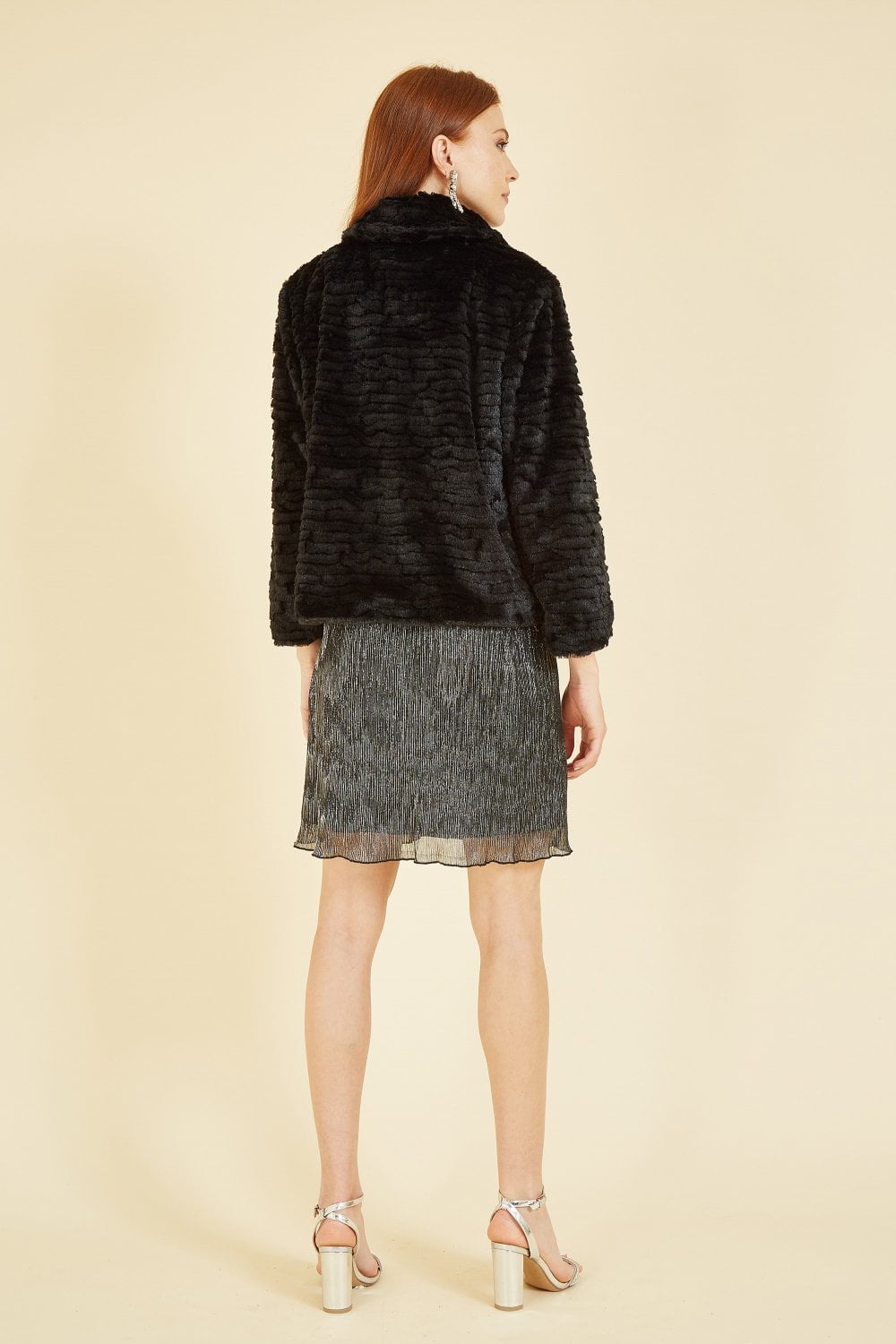 Mela Black Faux Fur Short Jacket
