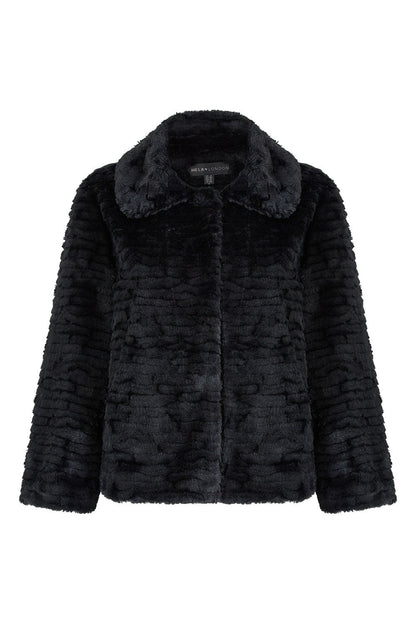 Mela Black Faux Fur Short Jacket