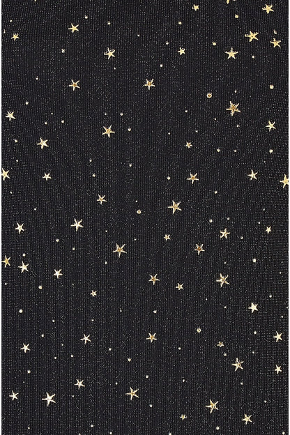 Mela Black Mesh Star Print Long Sleeve Top