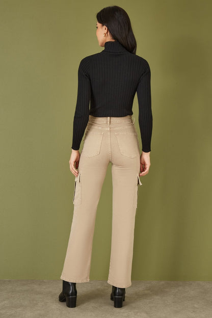 Mela Black Ribbed Knit Roll Neck Jumper