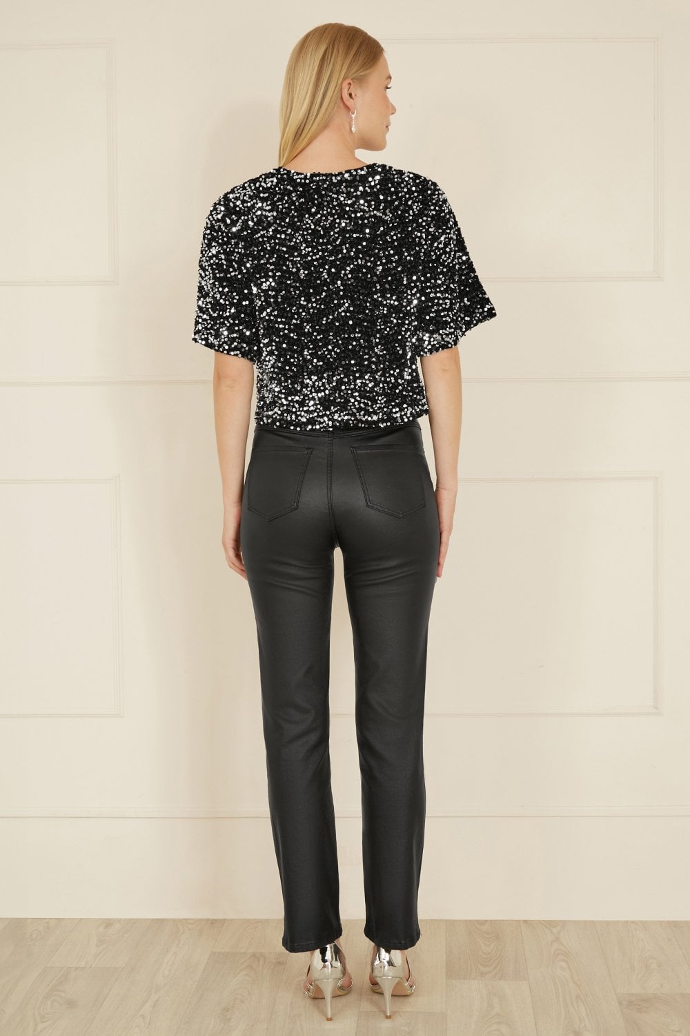 Mela Black Sequin Relaxed Fit Top