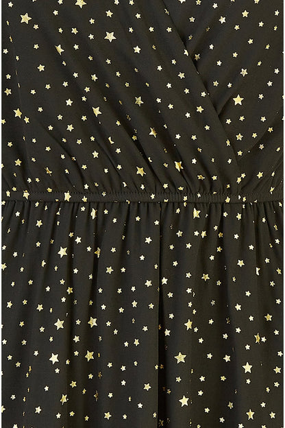 Mela Black Skater Dress With Mini Star Foil Print