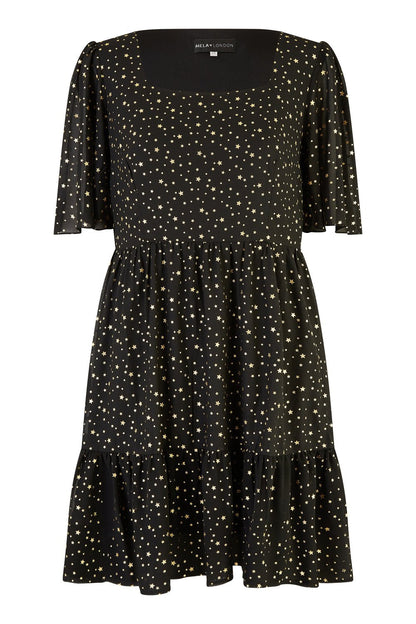 Mela Black Star Print Skater Dress