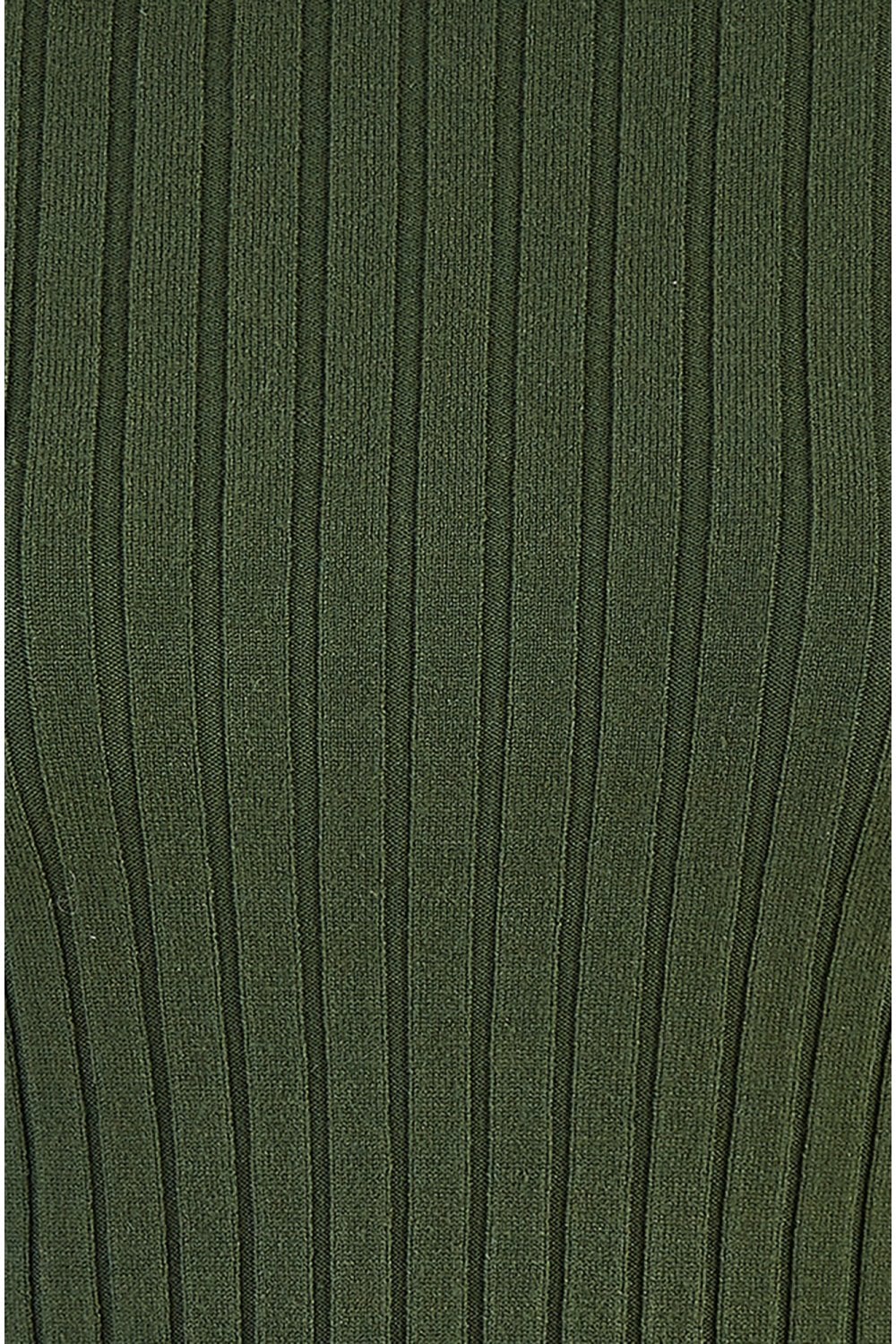 Mela Green Ribbed Knit Roll Neck Jumper