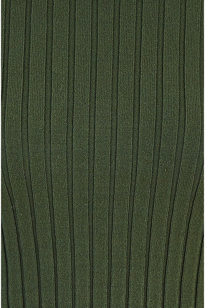 Mela Green Ribbed Knit Roll Neck Jumper