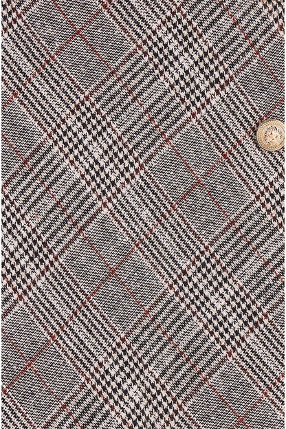 Mela Grey Checked Wrap Mini Skirt With Button Detail