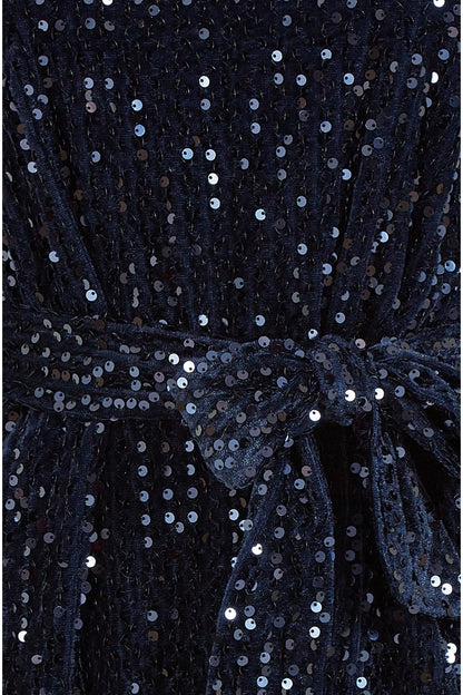 Mela Navy Sequin Smock Dress