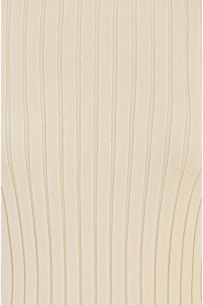 Mela Oatmeal Ribbed Knit Roll Neck Jumper