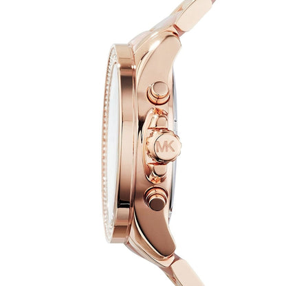 Michael Kors Women’s Watch Stainless Steel Rose Gold Strap With Pave Crystal Dial MK6096