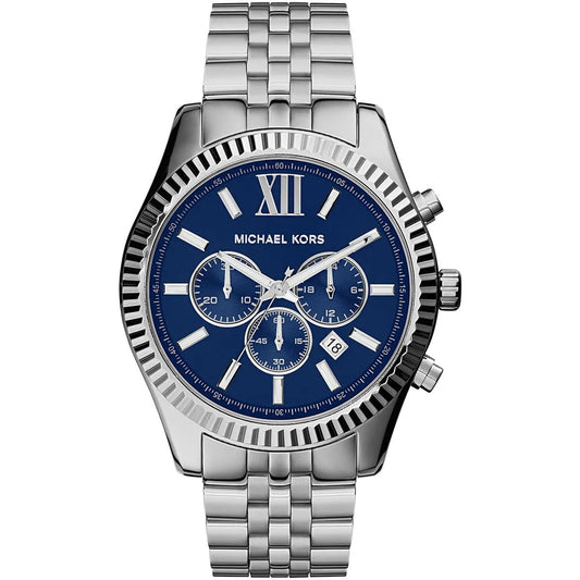 Michael Kors Men’s Watch Stainless Steel Silver Strap With Blue Dial MK8280