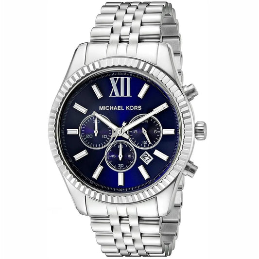 Michael Kors Men’s Watch Stainless Steel Silver Strap With Blue Dial MK8280