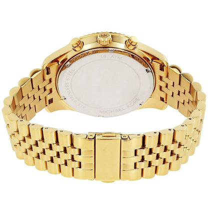 Michael Kors Men’s Watch Stainless Steel Gold Strap With Pave Crystal Dial MK8494
