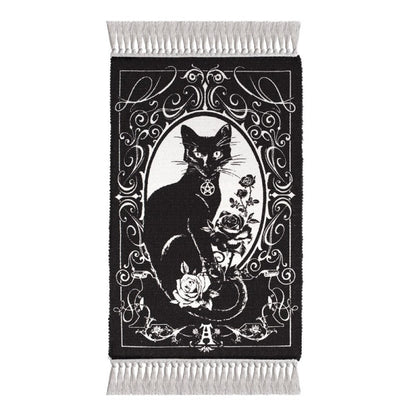 Black Cat Occult Rug Woven Cotton Gothic Home Décor - Alchemy Gothic Paracelsus