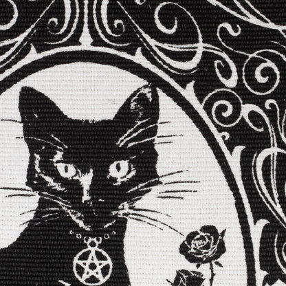 Black Cat Occult Rug Woven Cotton Gothic Home Décor - Alchemy Gothic Paracelsus