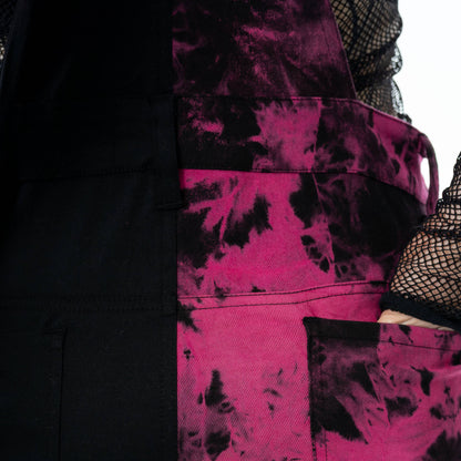 Vixxsin Petra Dungarees Black and Pink Tie Die