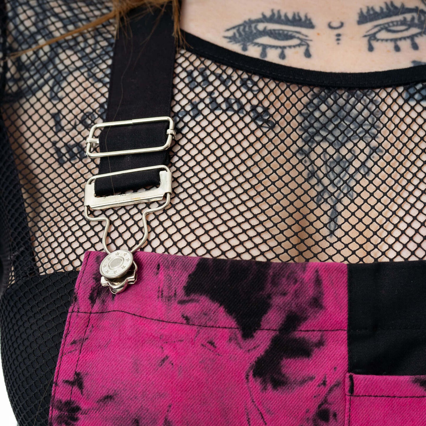 Vixxsin Petra Dungarees Black and Pink Tie Die